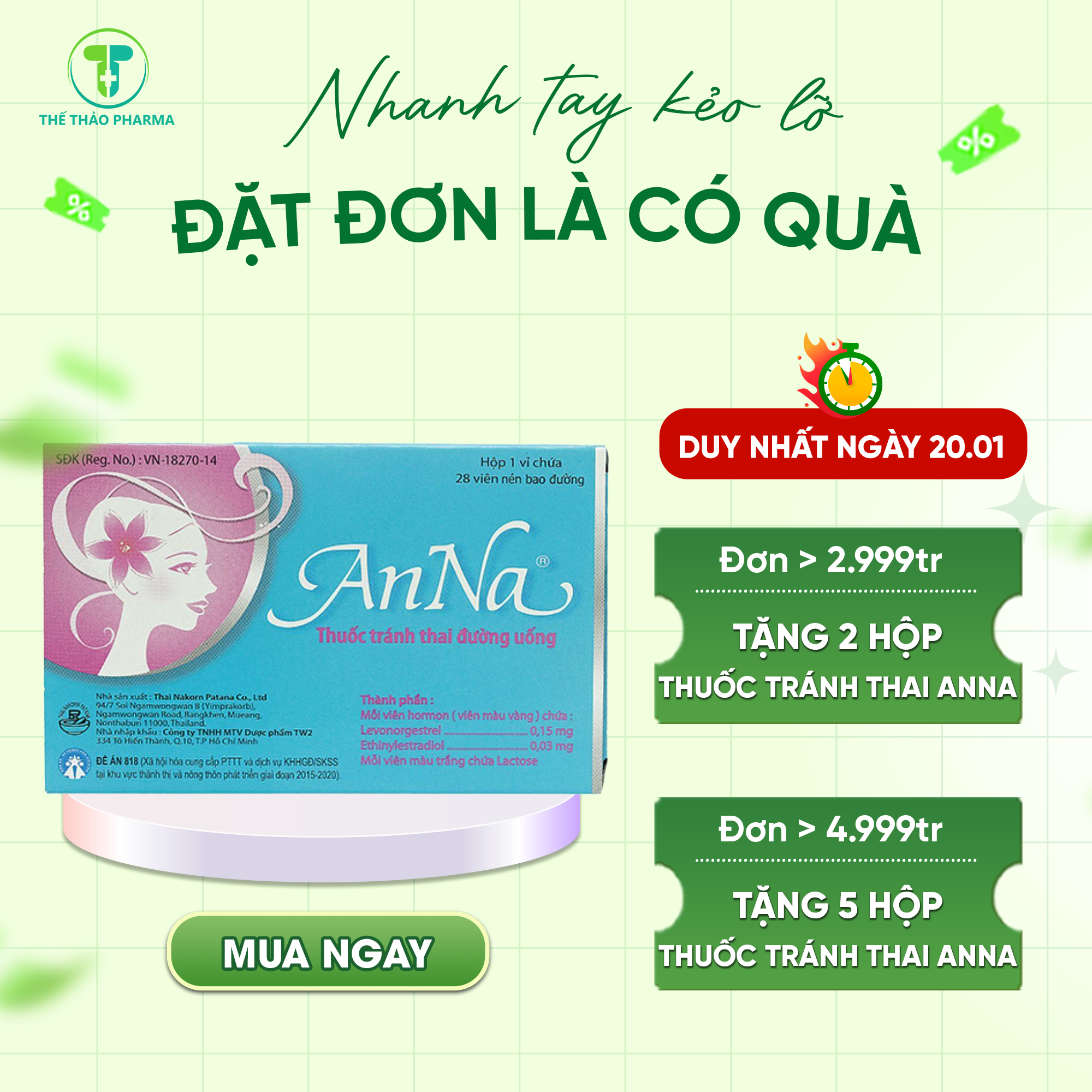 Ưu Đãi Duy Nhất Ngày 08/01: Lên Đơn Liền Tay – Nhận Quà Ngay Cùng Thế Thảo Pharma